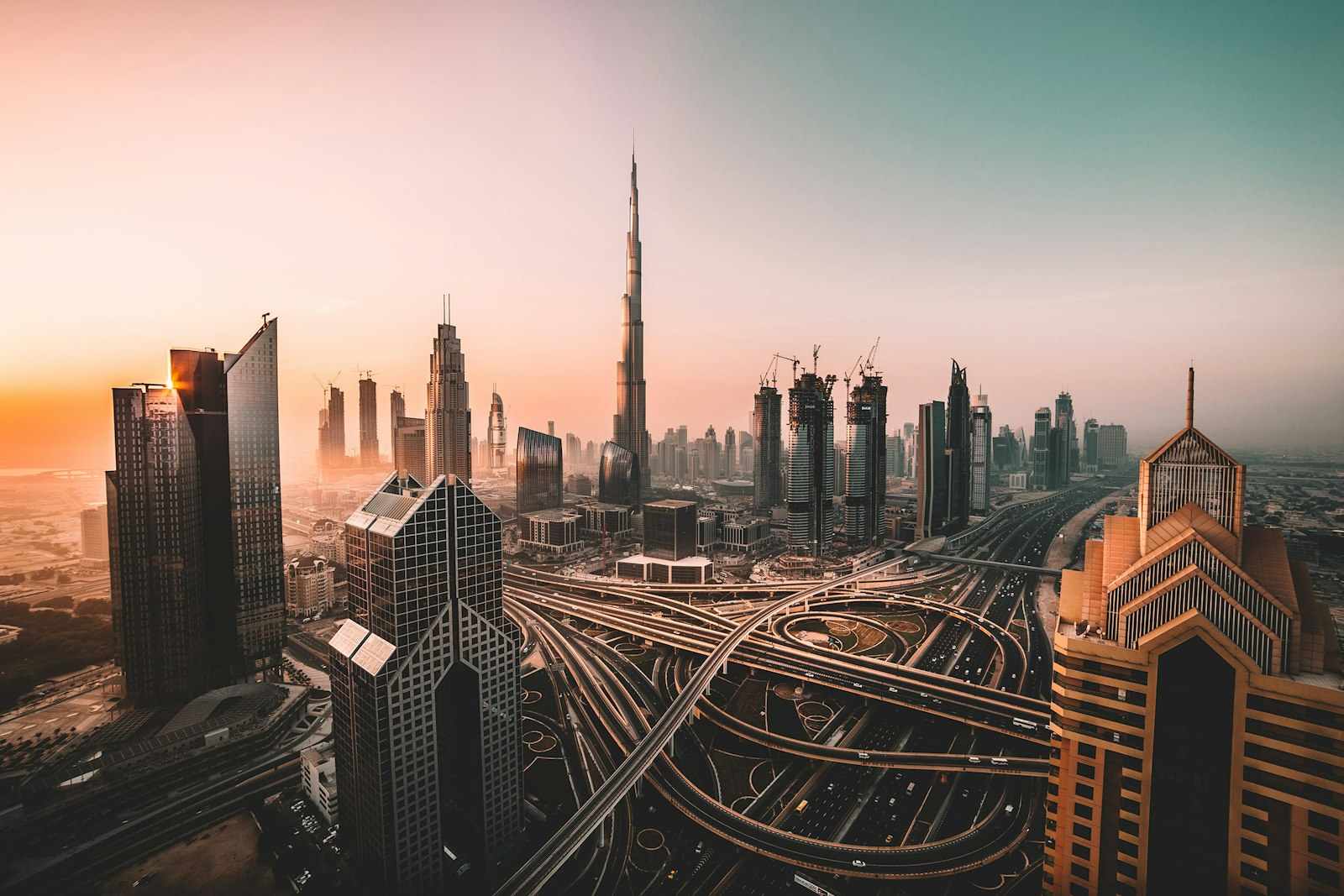 Dubai skyline with Burj Khalifa and modern towers