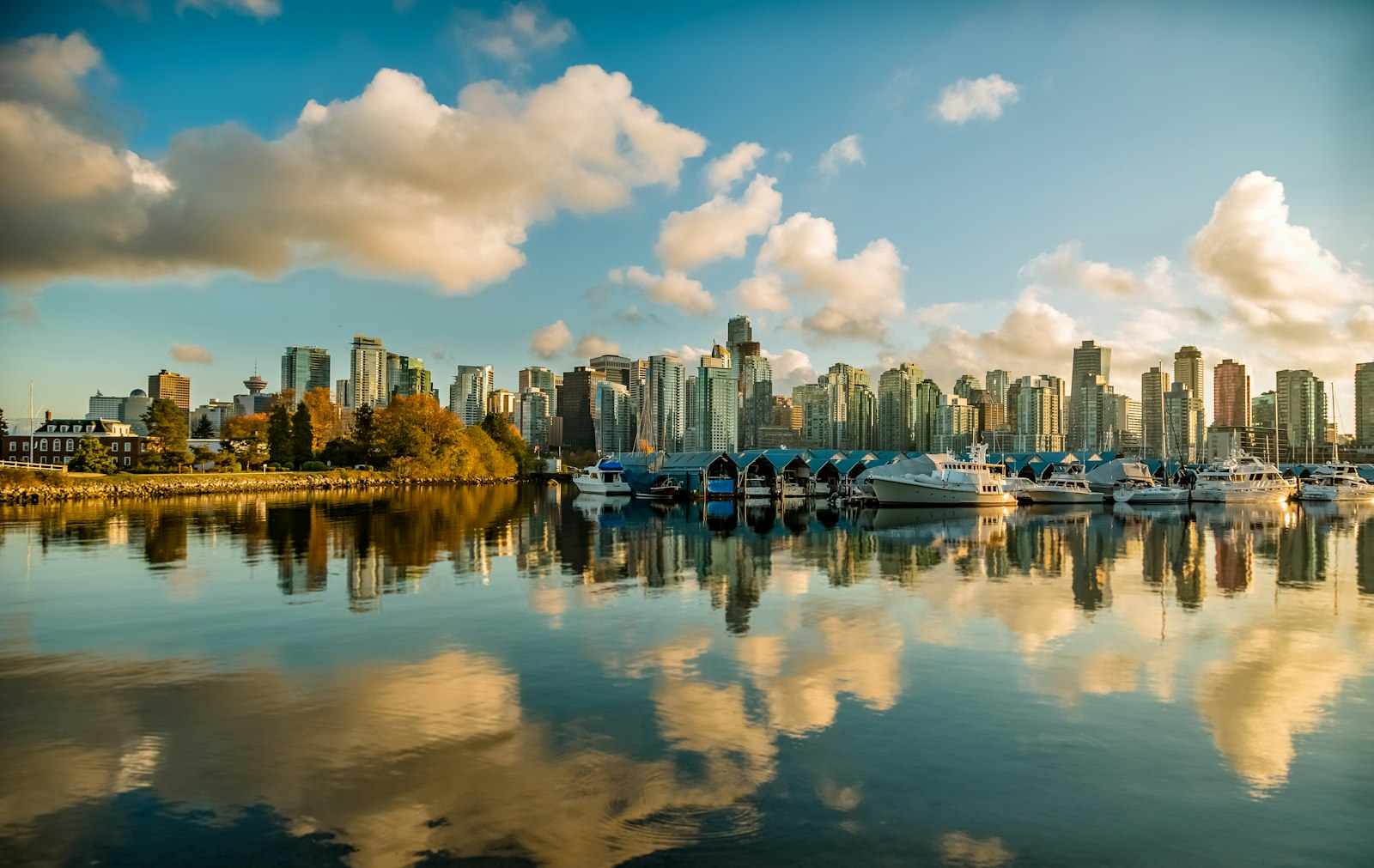Vancouver skyline with mountains and harbour
