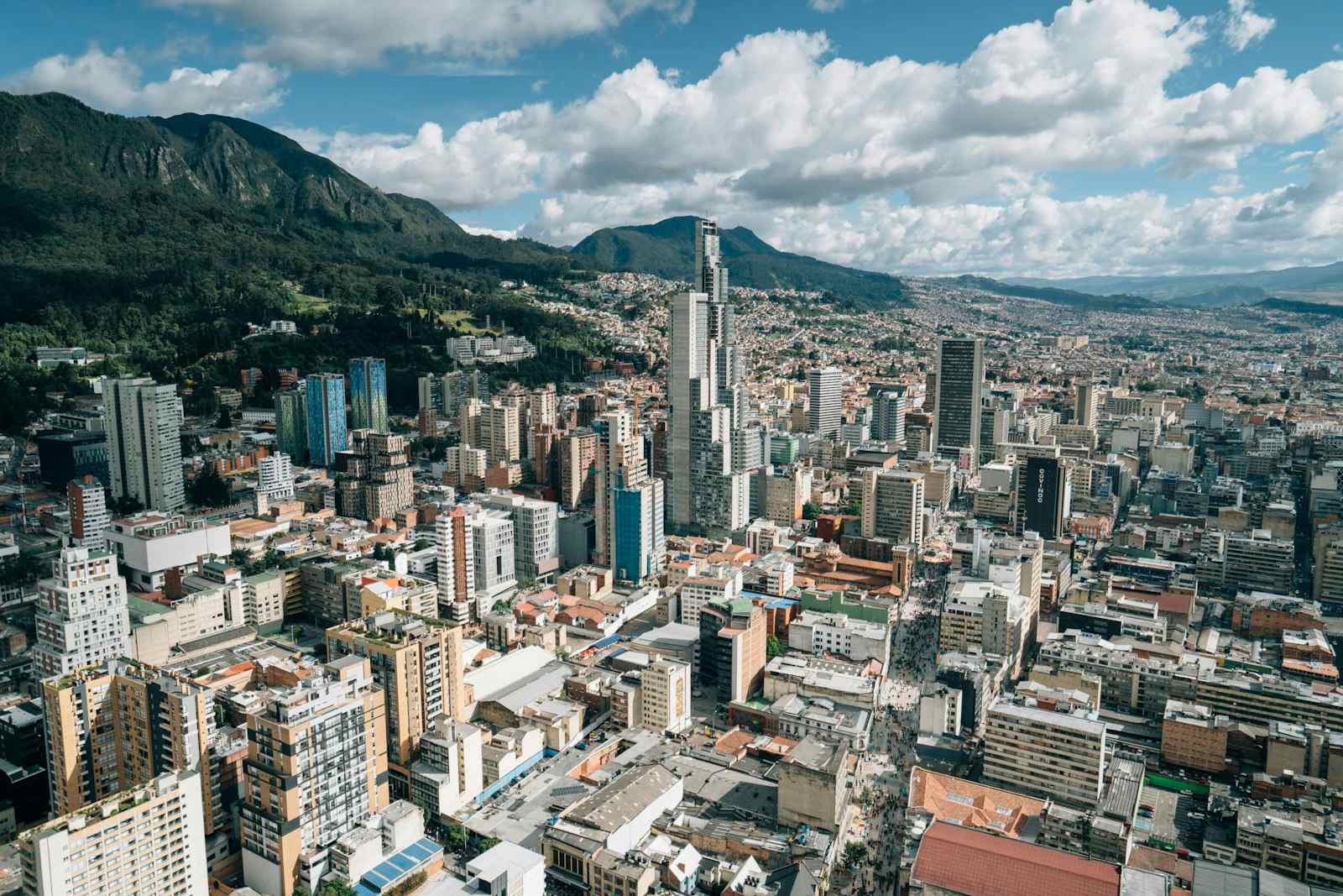 Bogotá cityscape with mountains beyond, Colombia
