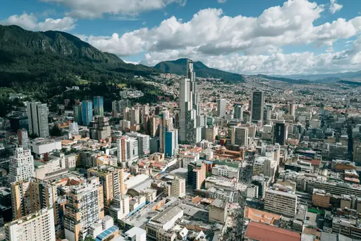 Bogotá cityscape with mountains beyond, Colombia