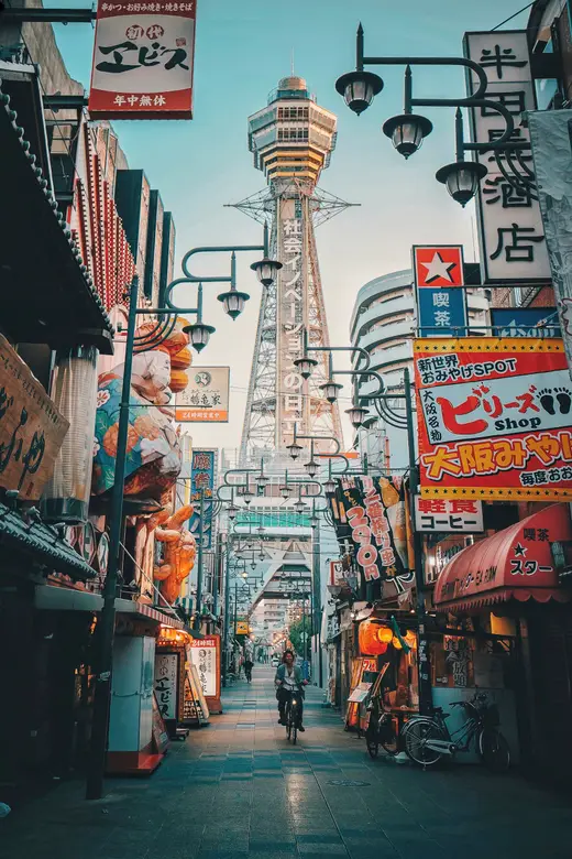 Dotonbori neon lights and canal in Osaka, Japan